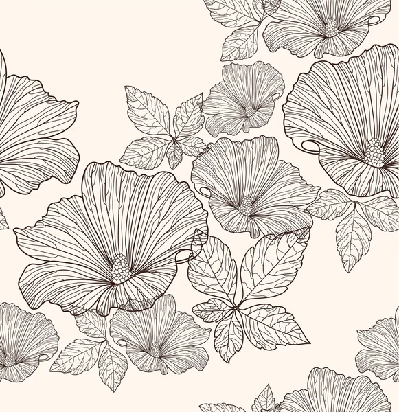Motif floral sans couture. Fond avec des fleurs et des feuilles. — Image vectorielle