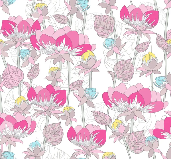 Άνευ ραφής ροζ λουλουδάτο μοτίβο. φόντο με λουλούδια. — Διανυσματικό Αρχείο