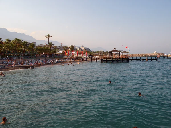 stock image Rest zone at coast of the Mediterranean sea of Turkey.