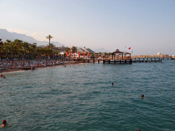 Rest zone at coast of the Mediterranean sea of Turkey. Royalty Free Stock Photos