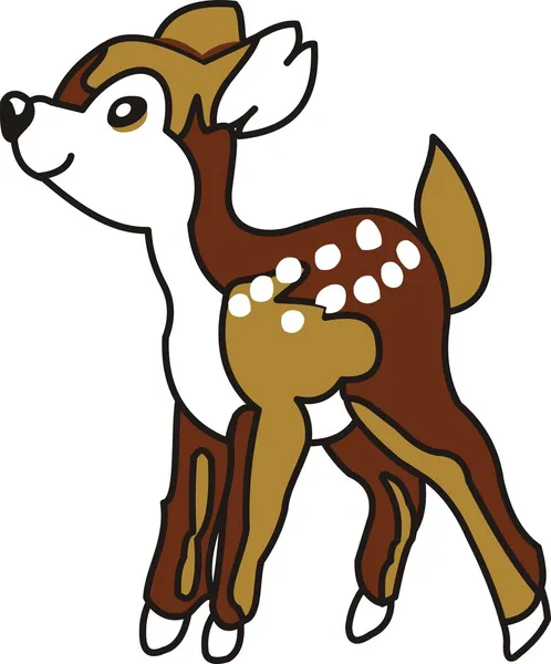 Cute little deer jumping in forest — Stock Vector