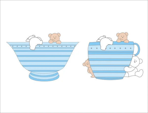 Dishes with bears — Stock Vector