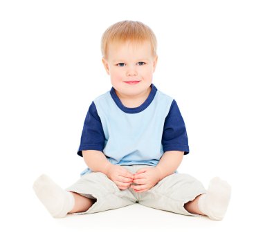 Young boy sitting on floor clipart