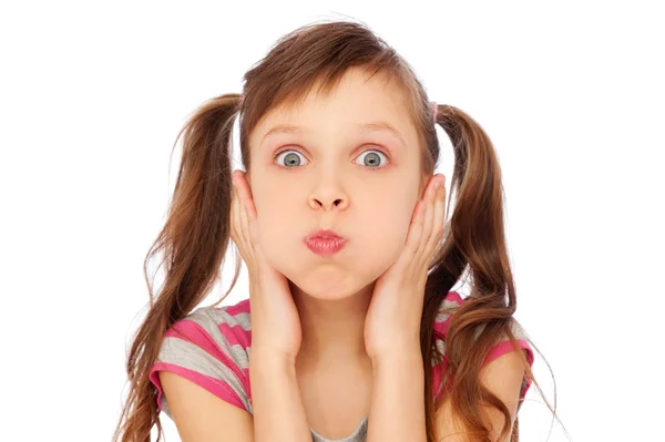 Little girl making faces — Stock Photo, Image