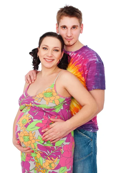 Těhotná žena se svým manželem — Stock fotografie