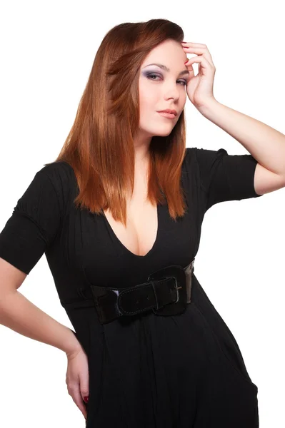 Vrouw in zwarte jurk — Stockfoto