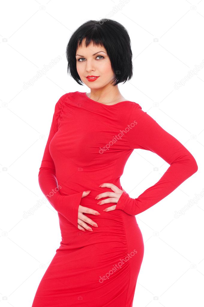 Sexy woman in red dress