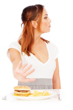 Woman with junk food clipart