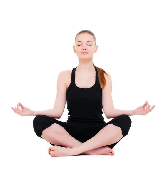 Mulher bonita fazendo exercício de ioga — Fotografia de Stock