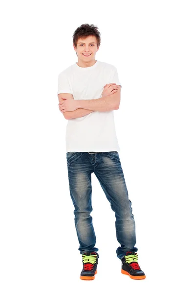 Smiley man in white t-shirt — Stock Photo, Image