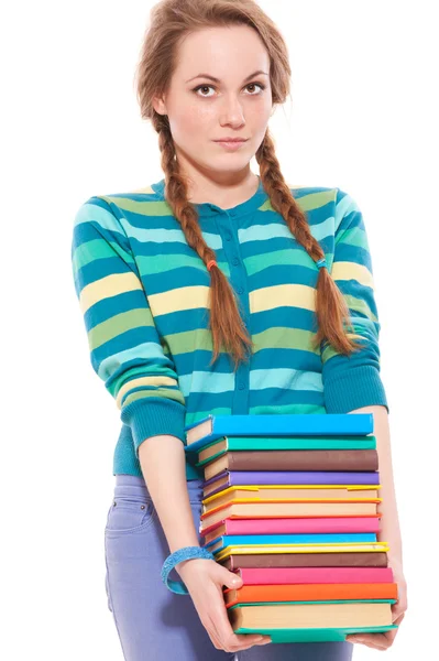 Girl holding books — Stock Photo, Image