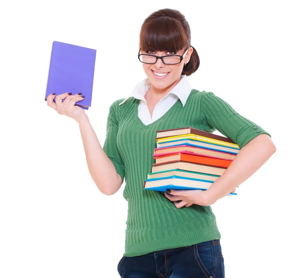 Университетская девушка с книгами — стоковое фото
