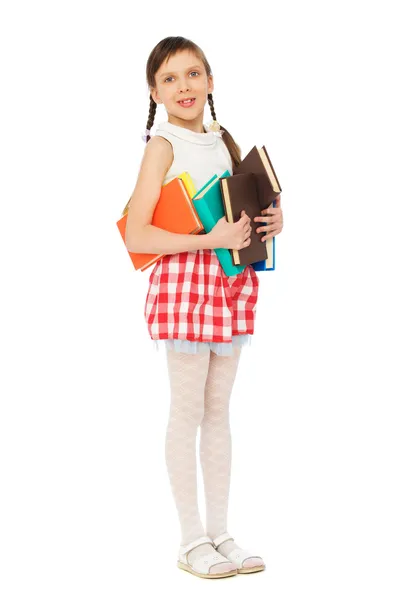 Menina bonita segurando livros — Fotografia de Stock