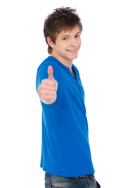 Smiley guy showing thumbs up — Stock Photo, Image