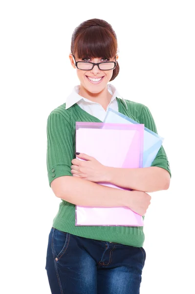 Pretty student with papers — Stock Photo, Image