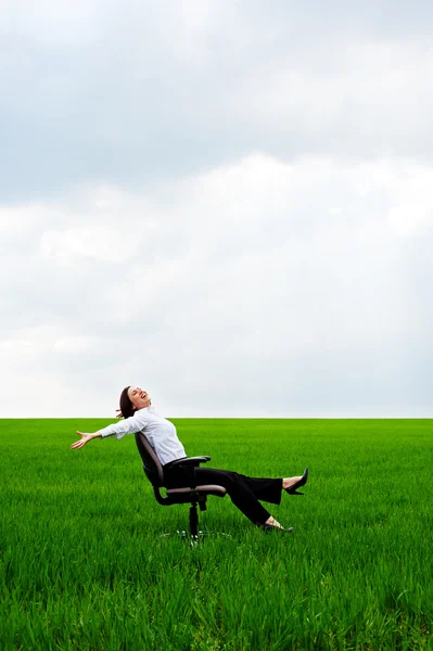 Üzletasszony pihen, szék — Stock Fotó