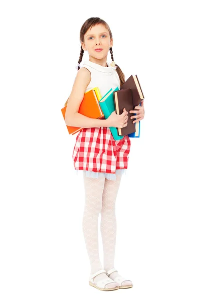 Little girl holding books — Stock Photo, Image