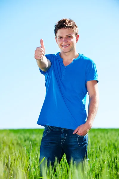 Man showing thumbs up — Stock Photo, Image