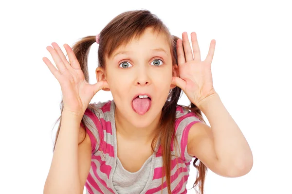 Little funny girl making faces — Stock Photo, Image