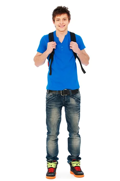 Killen i blå t-shirt och jeans — Stockfoto