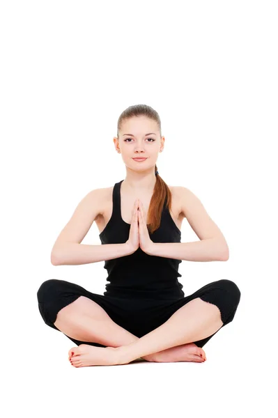 Pretty woman doing yoga exercise — Stock Photo, Image