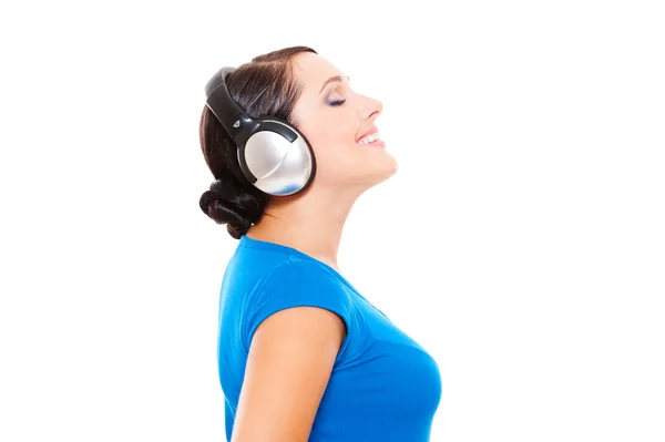 Γυναίκα ακούει μουσική — Φωτογραφία Αρχείου
