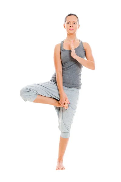 Mulher feliz fazendo ioga — Fotografia de Stock