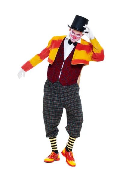 Portret clown w top hat — Zdjęcie stockowe