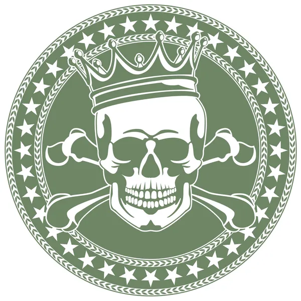 Emblema com crânio e coroa — Vetor de Stock