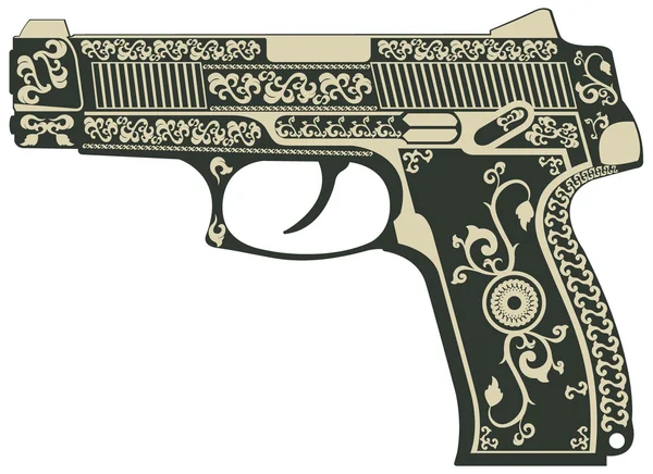 Pistol with a pattern — Stock Vector