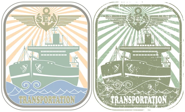 海上运输邮票 — 图库矢量图片