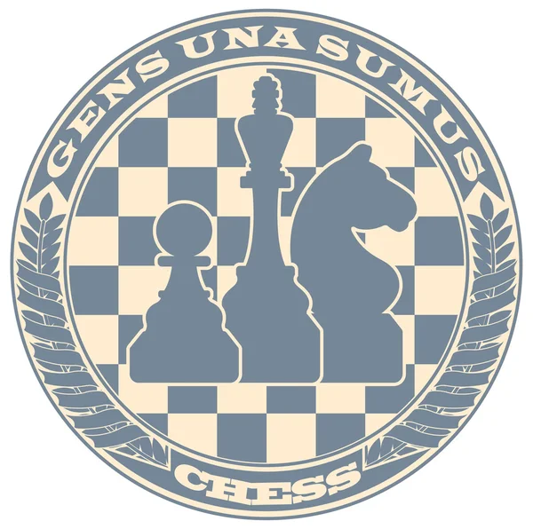 Emblema degli scacchi sotto forma di francobollo — Vettoriale Stock
