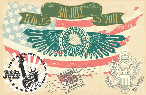 Timbre de la fête de l'indépendance des États-Unis — Image vectorielle