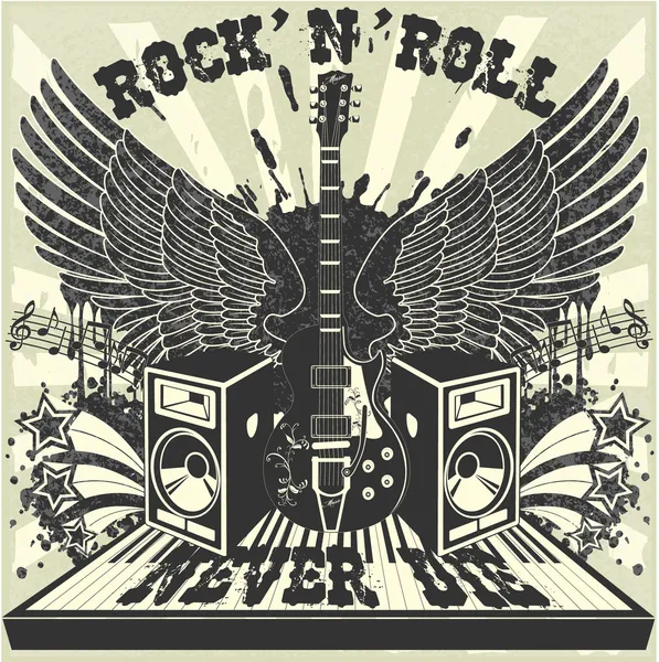 Rock n roll nikdy zemřít — Stockový vektor