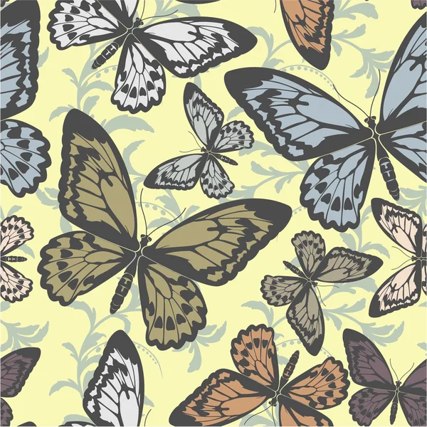 Patrón sin costuras con mariposas — Vector de stock