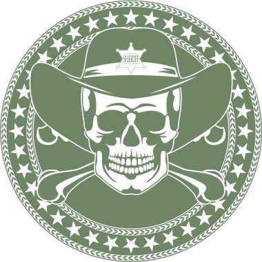 Skull emblem in a cowboy's hat clipart