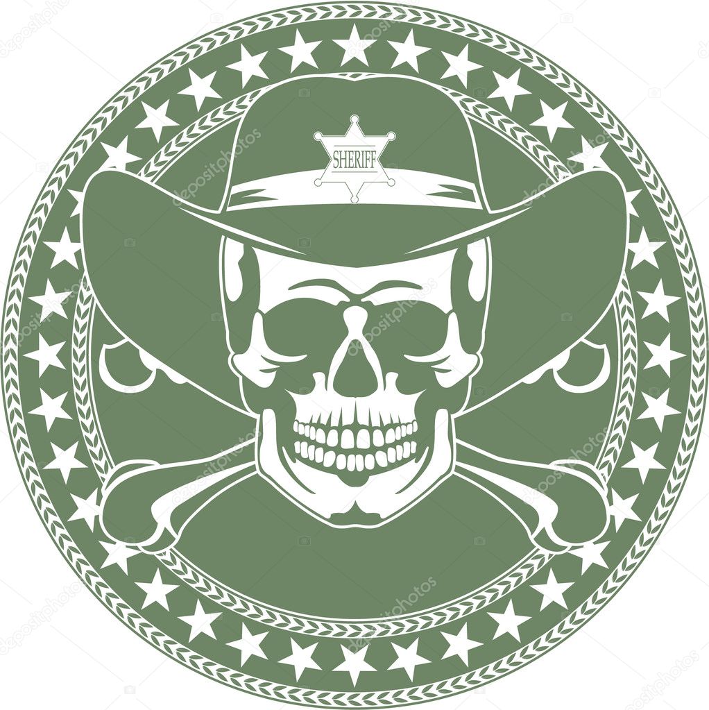 Skull emblem in a cowboy's hat — Stock Vector © konahinab #6431993