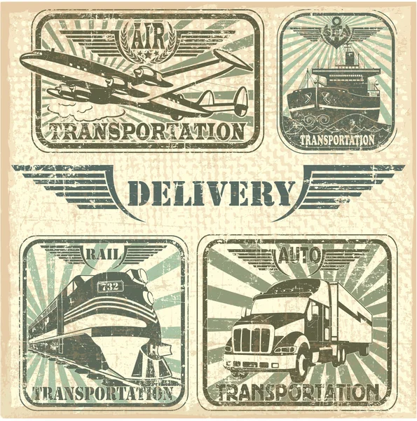Sello de juego de transporte — Archivo Imágenes Vectoriales