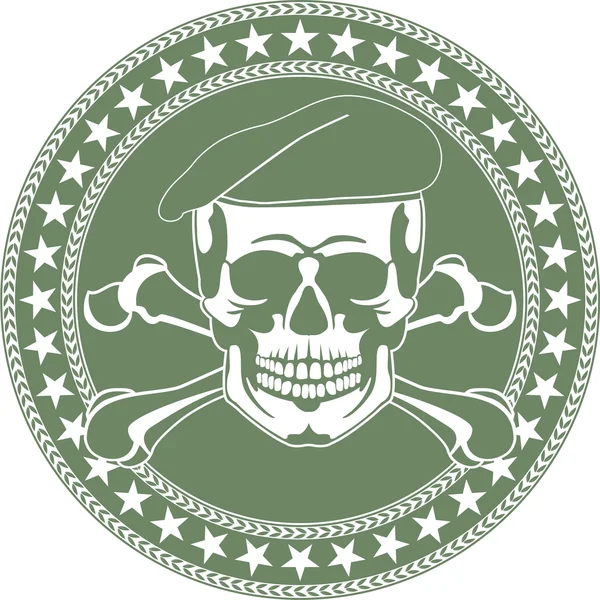 Totenkopf-Emblem in Baskenmütze — Stockvektor