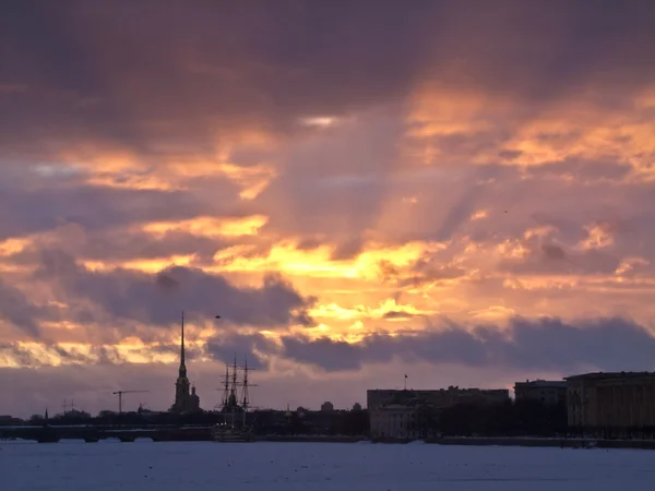 stock image Sunset in Saint-Petersburg