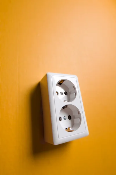 White electric socket on the wall. — Stock Photo, Image