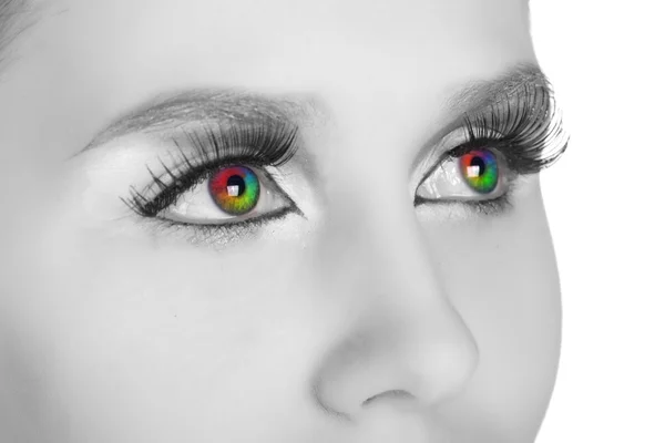 Разноцветные женские глаза . — стоковое фото