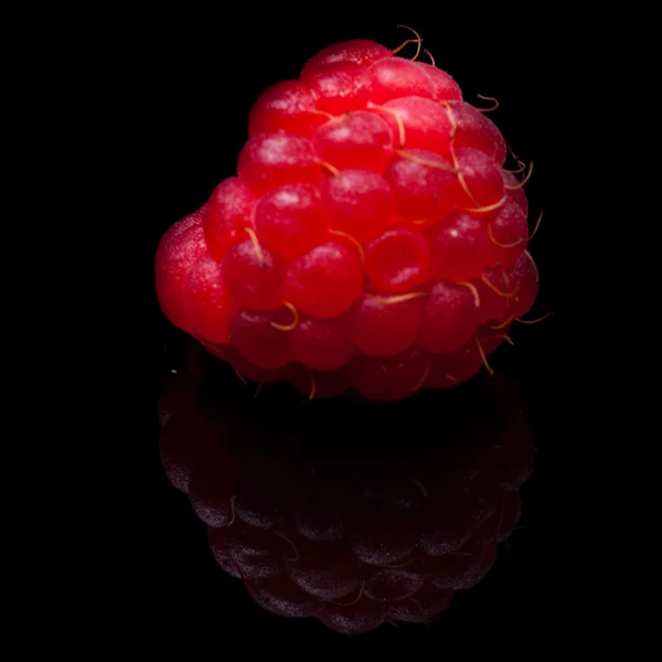 Raspberry closeup. Isolated on black. — Stock Photo, Image