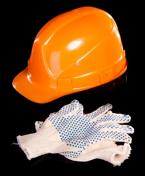 安全帽和工作手套 — 图库照片