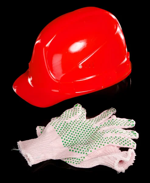 Gorro duro y guantes de trabajo — Foto de Stock