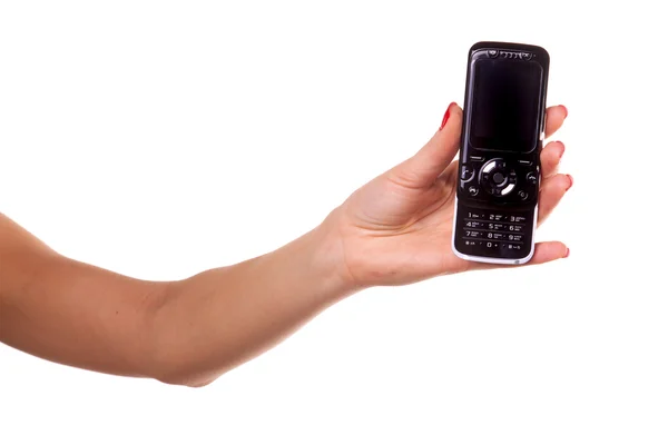 Donna mano e telefono cellulare . — Foto Stock