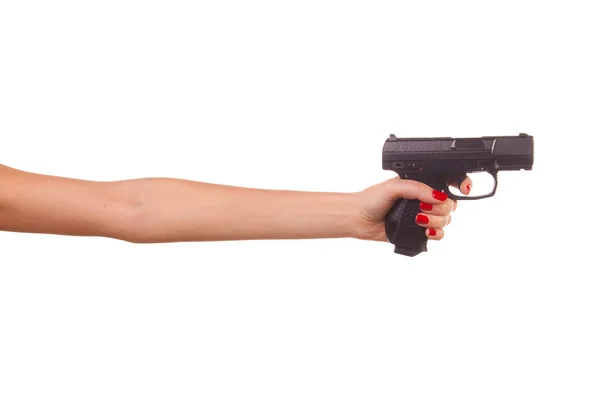 Mano di donna con una pistola — Foto Stock
