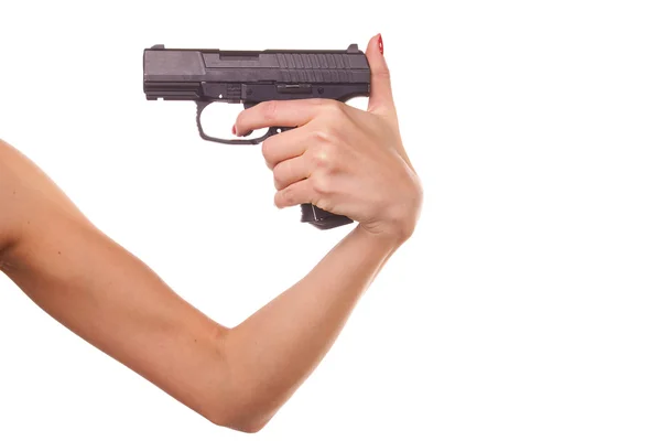 Woman's hand with a gun — Stock Photo, Image