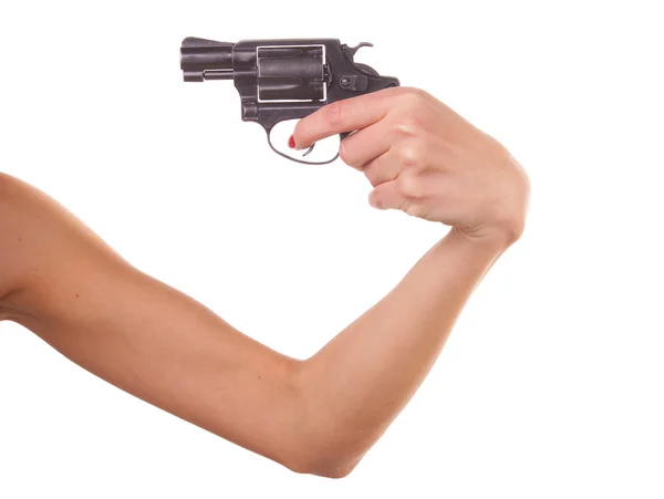 Tangan wanita dengan pistol — Stok Foto