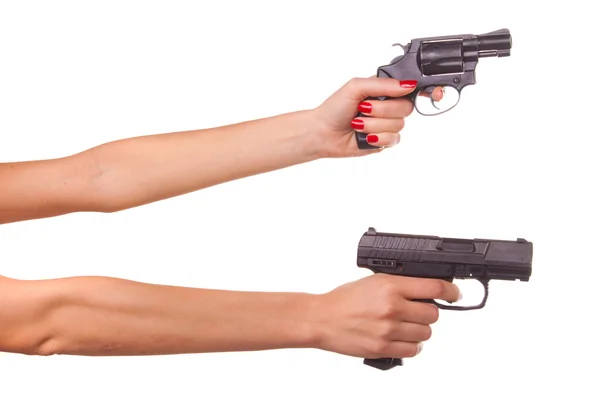 Vrouw hand met een geweer — Stockfoto